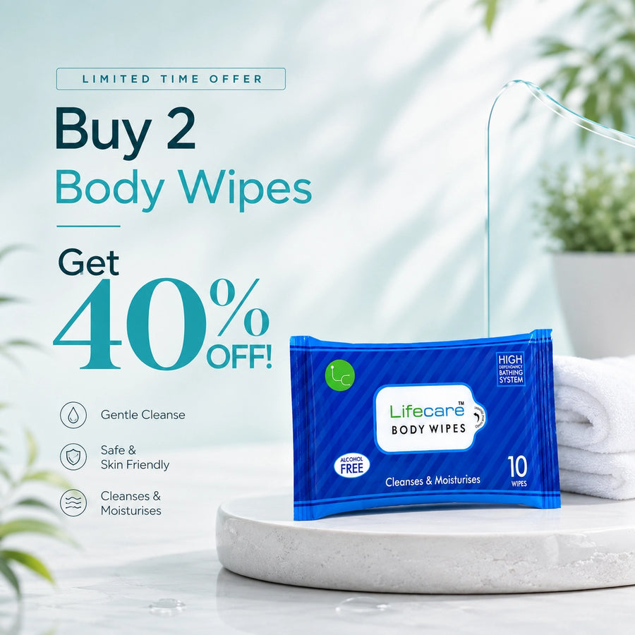 ANK Lifecare Body Wipes - Alcohol-Free, Moisturising (32x32cm, Pack of 10)
