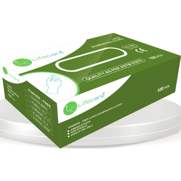 LATEX EXAMINATION GLOVES POWDER FREE-M