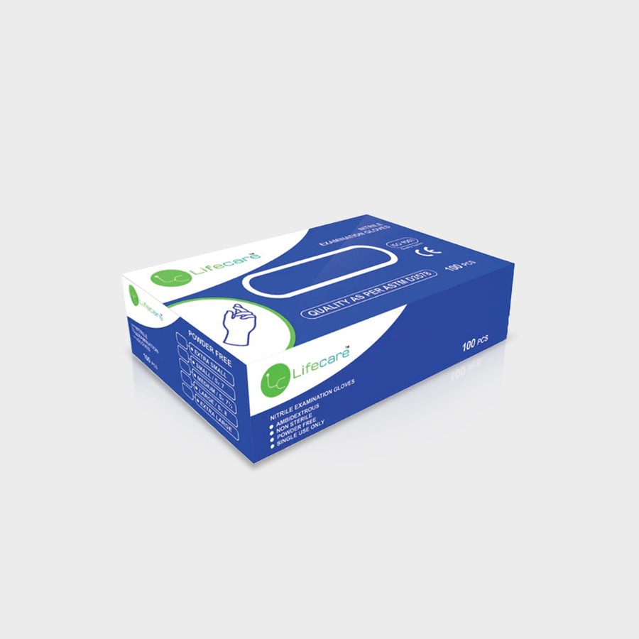 ANK Lifecarer Nitrile Gloves, Powder-Free (Pack of 100)