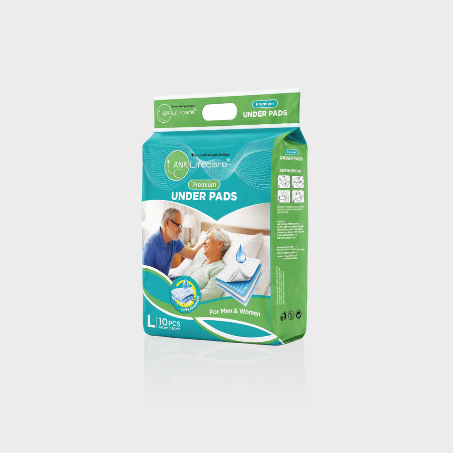 ANK Lifecare Premium Underpads - Super Absorbent, Side-Lock (Pack of 10)